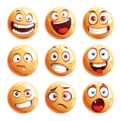 Set of smiley emotes isolated od white background