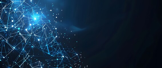 Naklejka premium Blue Glowing Connections on Dark Abstract Background