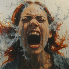 Woman screaming in despair because she feels frustration, anger or sadness