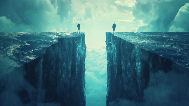 Employees collaborating to solve a difficult task or problem. Dynamic and dramatic composition, with cope space