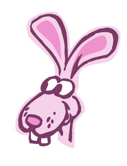 Cute Bunny Rabbit Face. Rabbit smile. Cartoon character. Isolated image for print, logo, or illustrations.