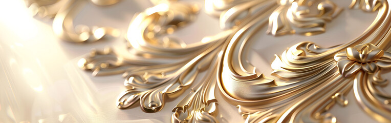 Engraved gold frame on a white background with copy space 3D illustration  regal  sublime  pristine illustrious
 