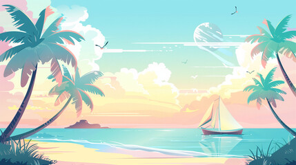 Obraz premium Summer beach illustration
