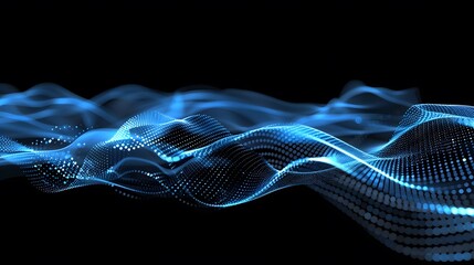 Abstract Background with Blue Glowing Waves and Connecting Dots