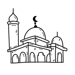 mosque line sketch icon