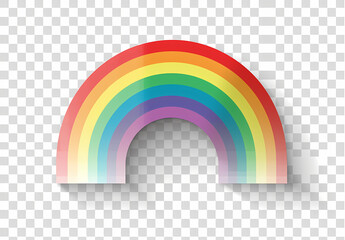 Rainbow Simple Flat Icon Design on a Transparent Background - Colorful and Minimalist Symbol
