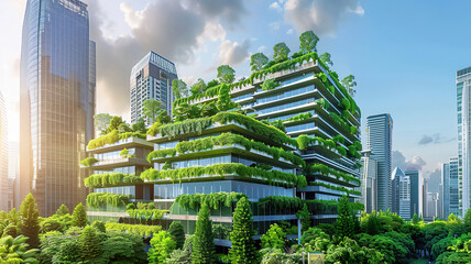 Obraz premium Green Buildings in Sustainable Urban Landscape
