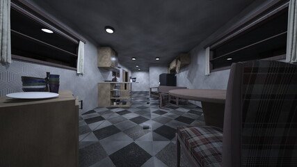 薄暗いダイニングキッチン