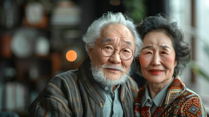 Senior couple portrait. Illustrations in hand drawn style.