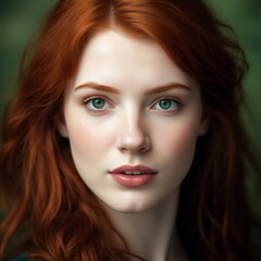 Full face redhaired girl model.