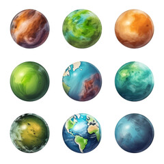 Fototapeta premium Set of Planets isolated on transparent background, png, cut out.