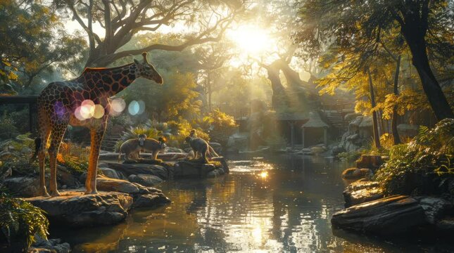 Zoo background in the morning