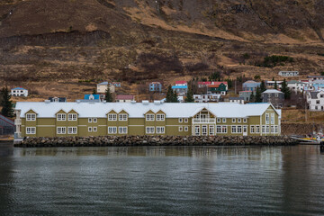 buildings in town of Siglufjordur in Iceland