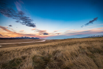 The beautiful sunrise landscape of Skagafjordur in Iceland