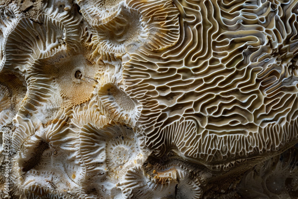 Poster Detailed macro photo of coral, highlighting the complex patterns and textures
