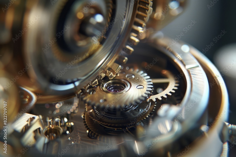 Aufkleber A close-up shot of a luxurious watch interior showing complex gears and mechanisms with a high level of craftsmanship