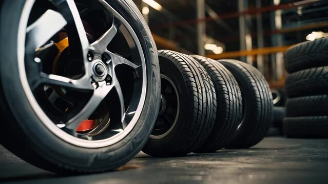 Car wheel alignment at car service station. Car wheel alignment. Auto service industry