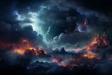 Cloudy Galaxy Sky Background Copy Space