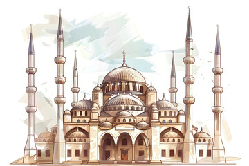 Obraz premium Traditional Turkish mosque architecture in Istanbul with intricate design and historic significance. Suitable for travel and cultural concepts.