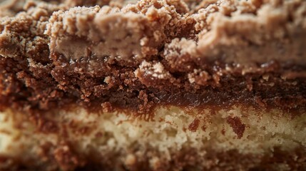 Fototapeta premium Macro food shot on the texture of coffee Cake. Copy space area for text. Background, banner, template, events card.