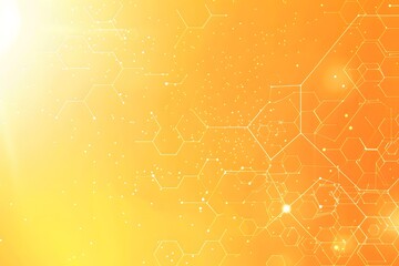 Orange Gradient Abstract Background with Hexagons and Dots