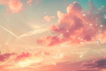 Abstract Low Poly Triangle Shapes at Sunset