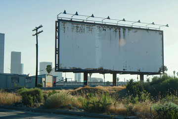 Obraz premium Blank billboard in an urban setting with clear sky