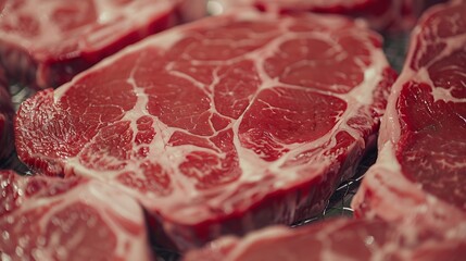 Marbled beef steaks as a background closeup Cooking Fresh meat : Generative AI