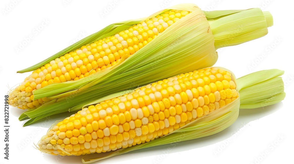 Poster fresh corn isolated on white background clipping path : generative ai