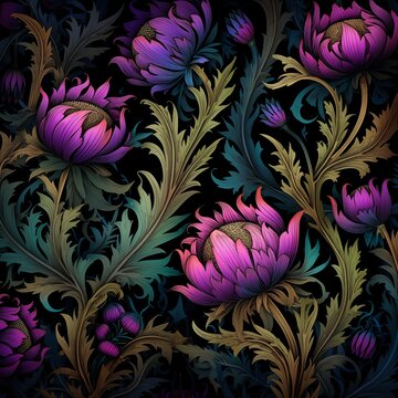 Flower pattern background thistle paisley