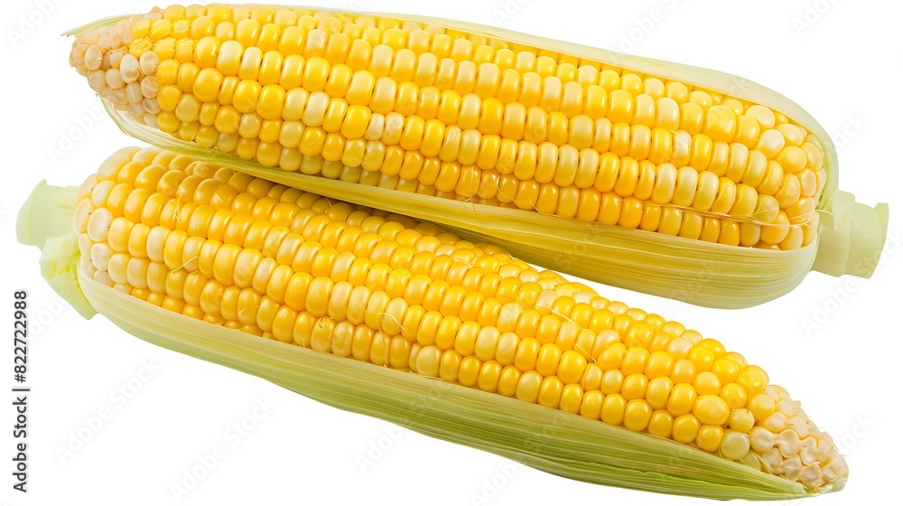 Poster fresh yellow corn isolated on white background clipping path : generative ai