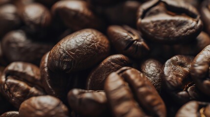 Roasted coffee beans close up background : Generative AI