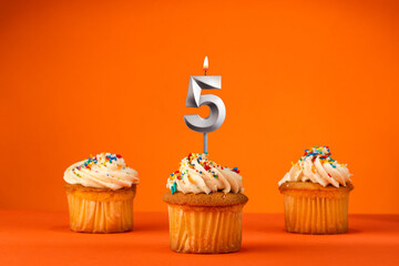 Birthday celebration in orange color - Candle number 5
