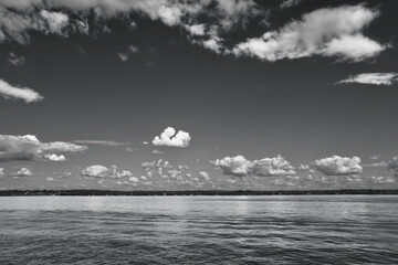 Puffy clouds over the St. Lawrence seaway