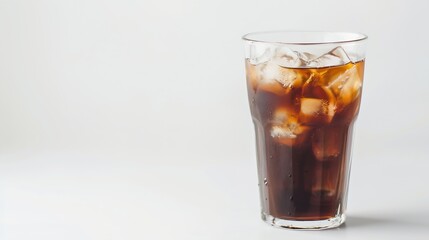 Cold Brew Iced Coffee In A Clear Cup On A White Background : Generative AI