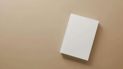 White book blank cover mockup on a beige background flat lay mockup : Generative AI