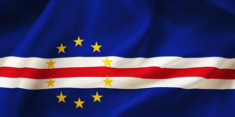 Cabo Verde waving flag background. 3D illustration of Cape Verde flag