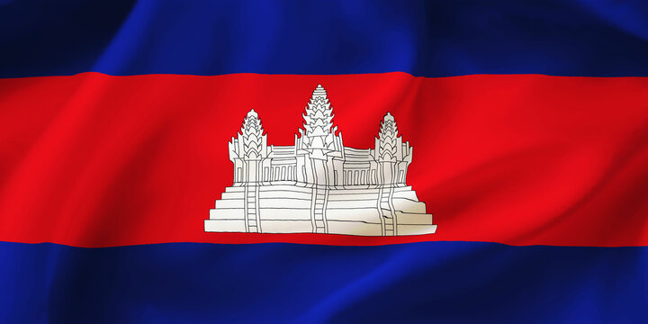 Cambodia waving flag background.3D illustration of Cambodian flag