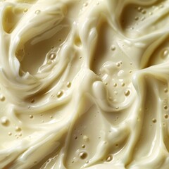Macro food shot on the texture of mayonnaise. Copy space area for text. Background, banner, template, events card.