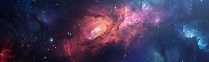 Galaxy with stars and nebulas in the background. Banner