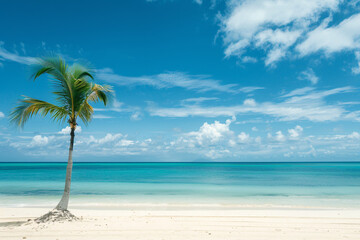 Fototapeta premium Tranquil beach scene with turquoise waters white sand
