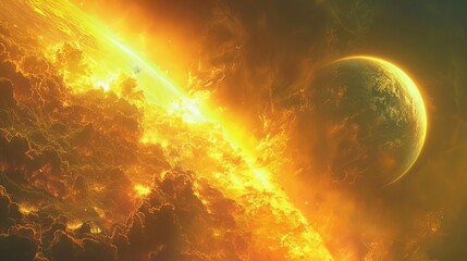 Fototapeta premium A detailed illustration of an exoplanets atmosphere being studied by a powerful space telescope,