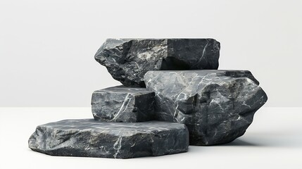 Rocky podium isolated on white background : Generative AI