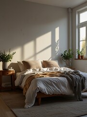 Cozy bedroom in the morning