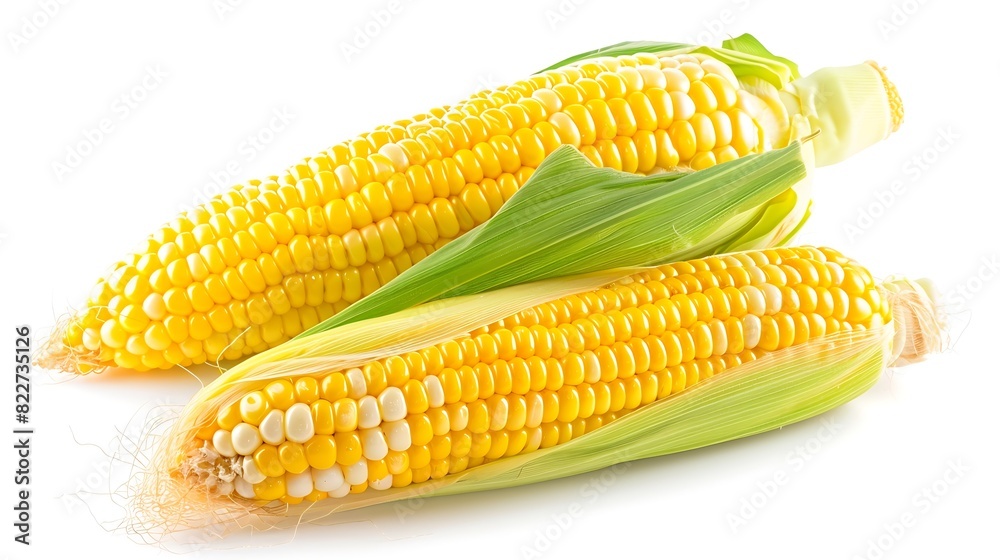 Poster fresh yellow corn isolated on white background clipping path : generative ai