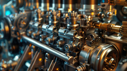 Detailed View of a Diesel Engine With Multiple Gears