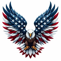 Majestic Bald Eagle with American Flag Wings