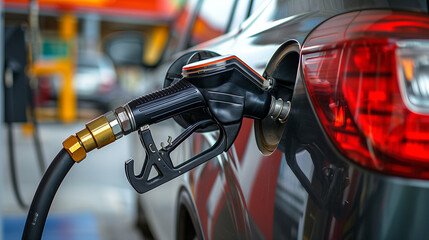 Close-Up of Gas Pump With Cars in Background