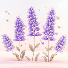 Naklejka premium A beautiful watercolor painting of lavender flowers