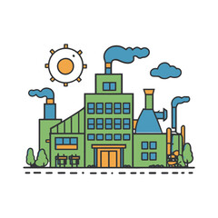 Vector flat icon for the plant factory service industry building.
